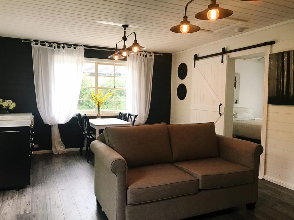 Coffee/tea facilities, Kitchen or kitchenette, Living room, Seating area, Dining area, Bedroom