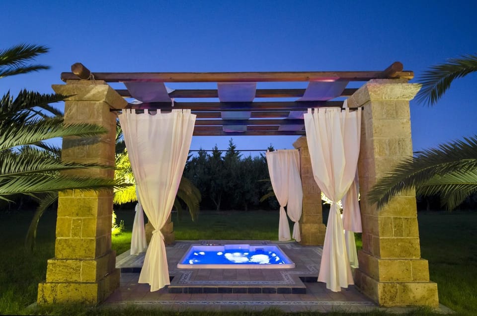Night, Natural landscape, Garden, Garden view, Pool view, Swimming pool