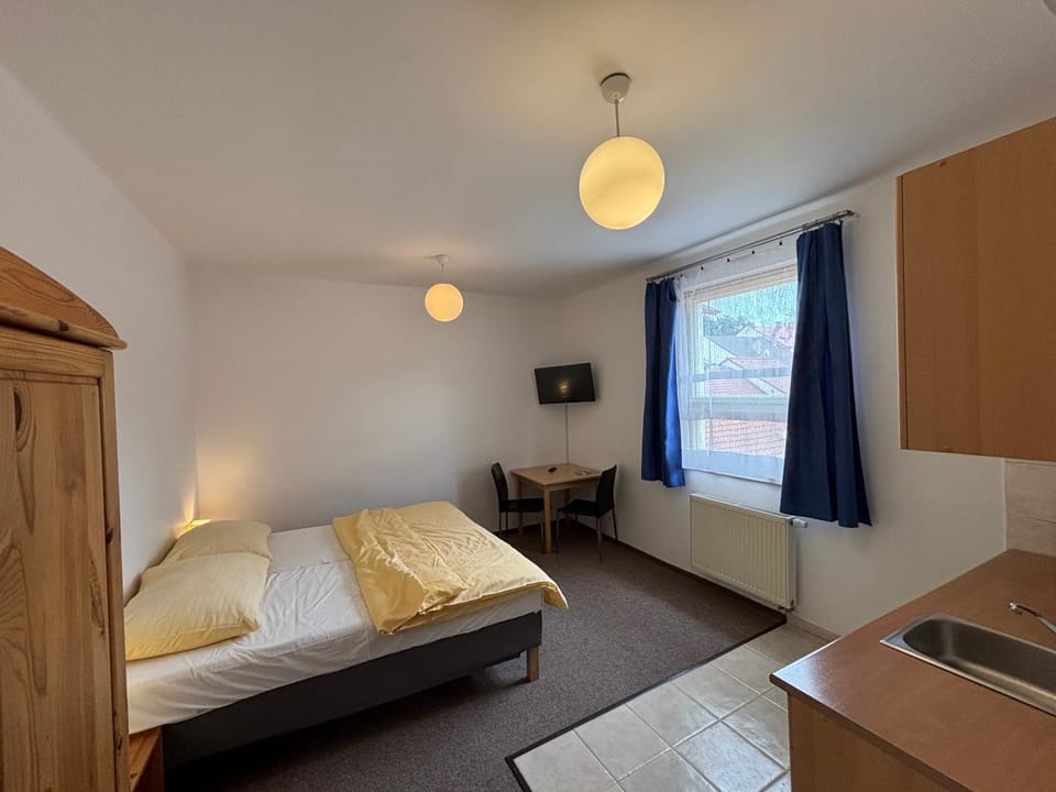 Bed, TV and multimedia, Kitchen or kitchenette, Photo of the whole room, Bedroom