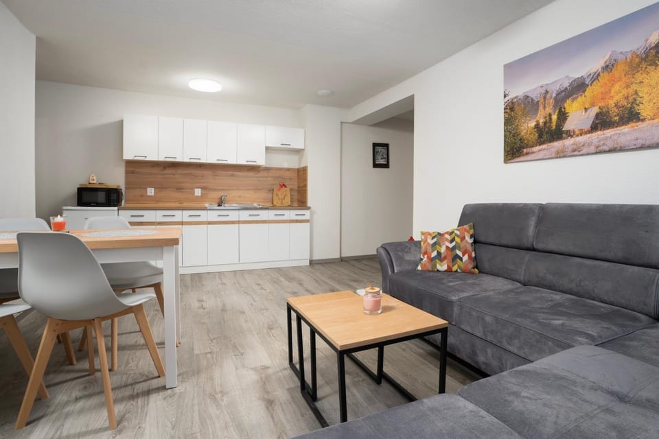 Kitchen or kitchenette, Living room, minibar, stove