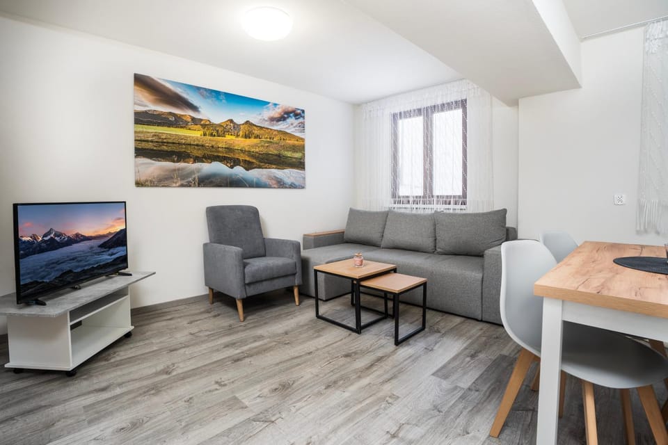 Living room, kitchen