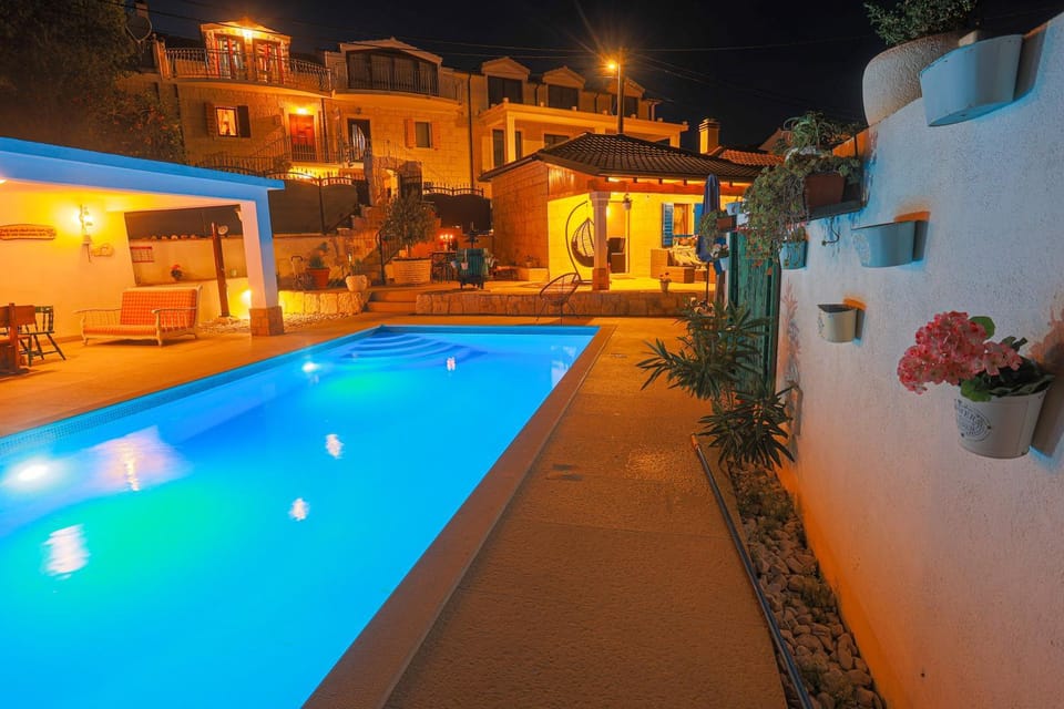 Night, Pool view, Swimming pool