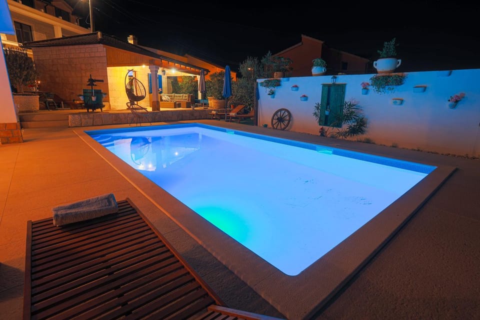 Night, Pool view, Swimming pool