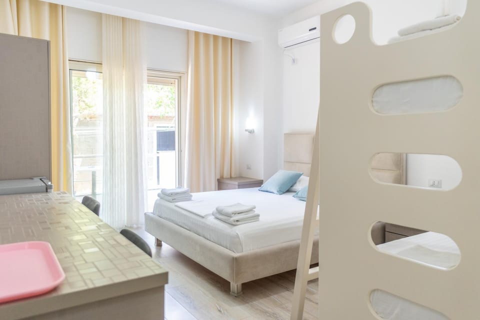 Bed, Photo of the whole room, Bedroom, towels, wardrobe, air conditioner