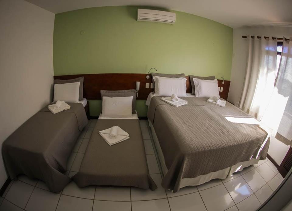 Bed, Photo of the whole room, Bedroom, towels, air conditioner