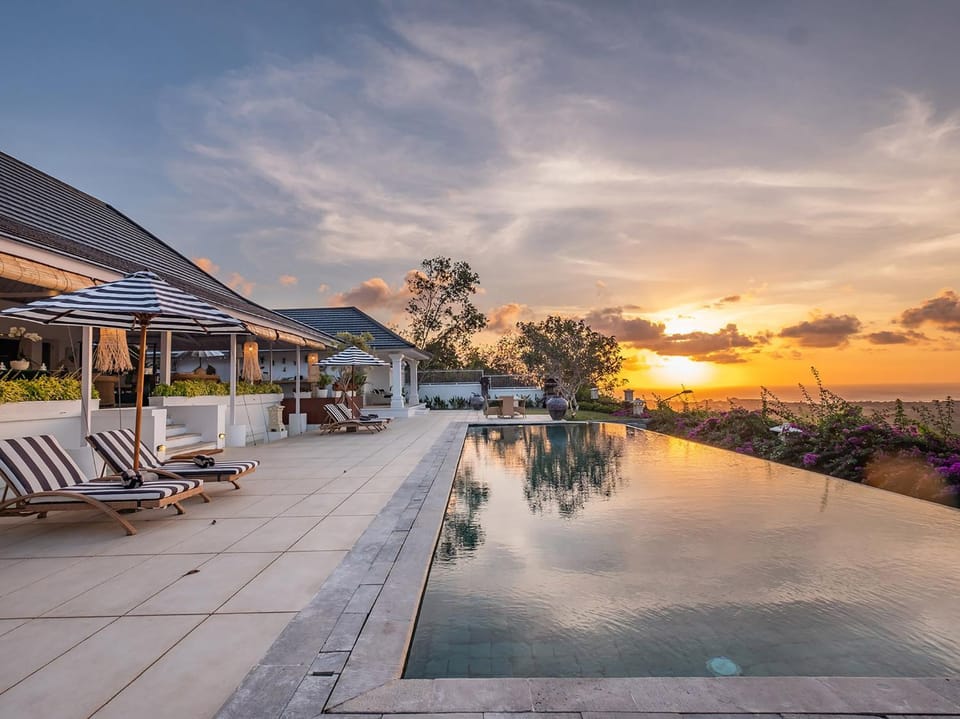 Patio, Swimming pool, Sunset