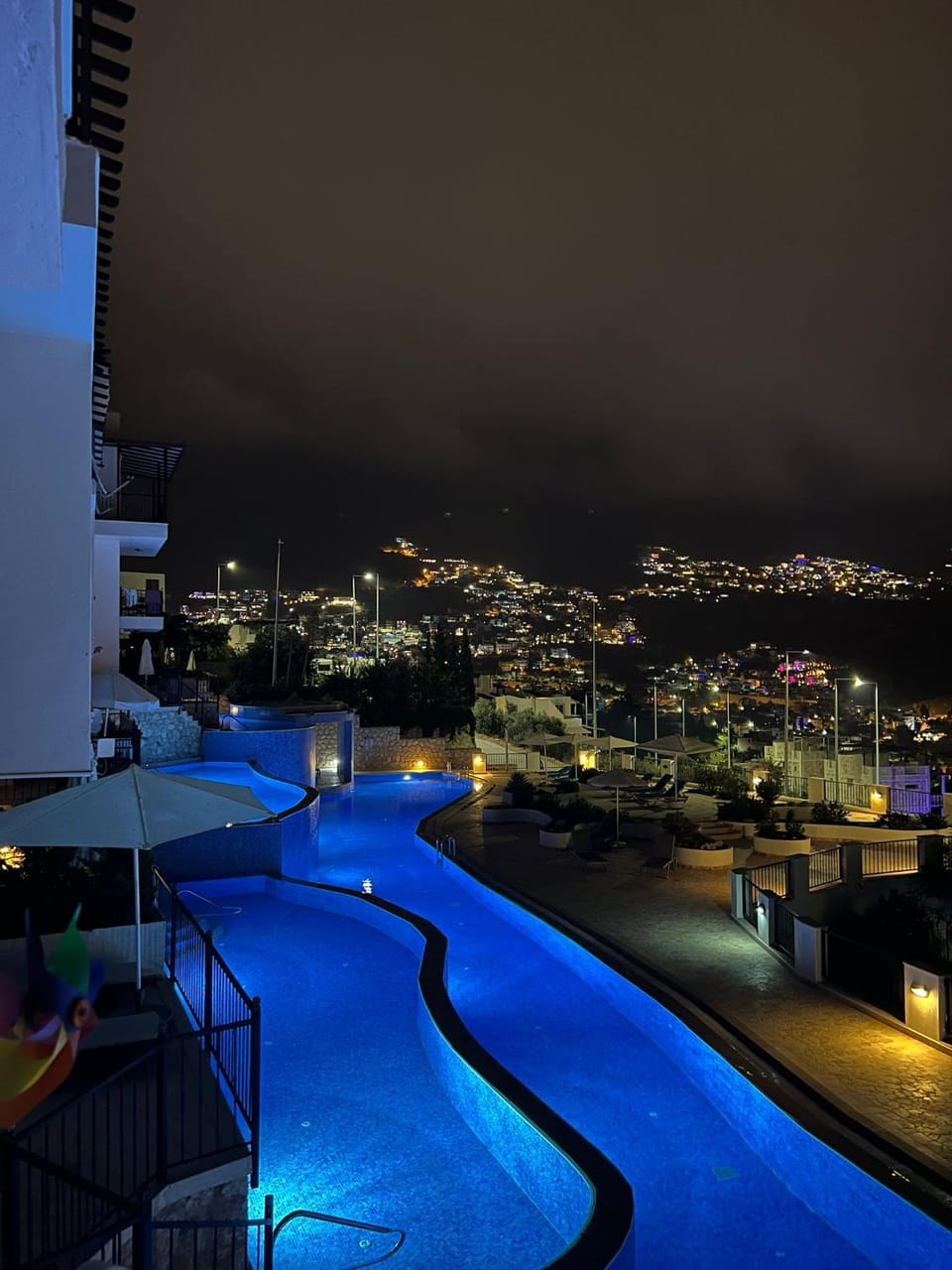 Night, City view, Mountain view, Pool view