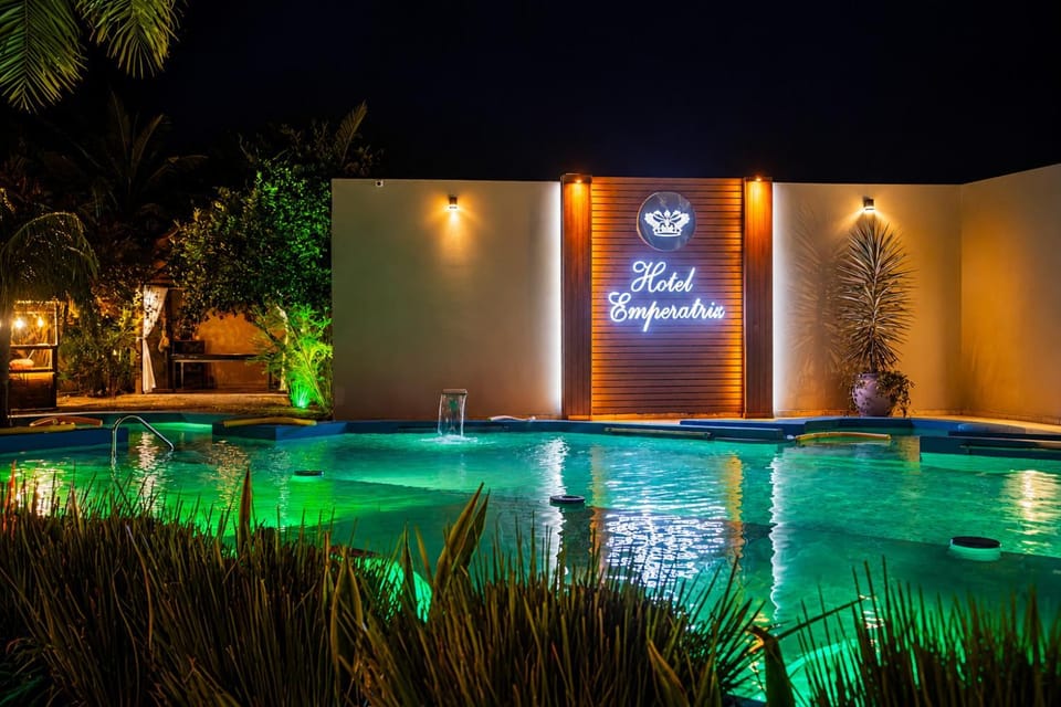 Night, Pool view, Swimming pool