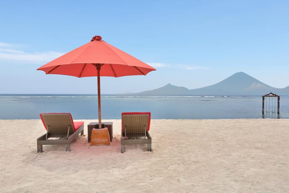 Beach, Mountain view, Sea view, sunbed