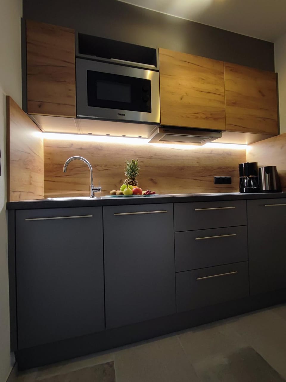 Kitchen or kitchenette, stove