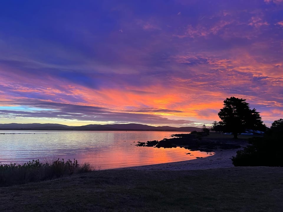 Beach, River view, Sunset