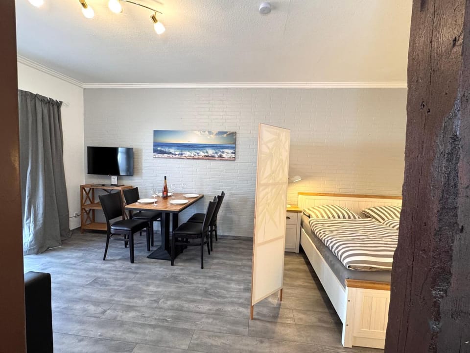 Bed, TV and multimedia, Living room, Photo of the whole room, Seating area, Dining area