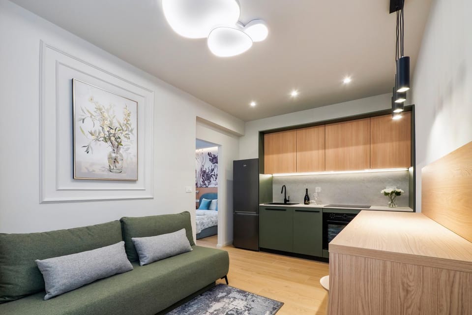 Kitchen or kitchenette, Living room, Seating area, stove