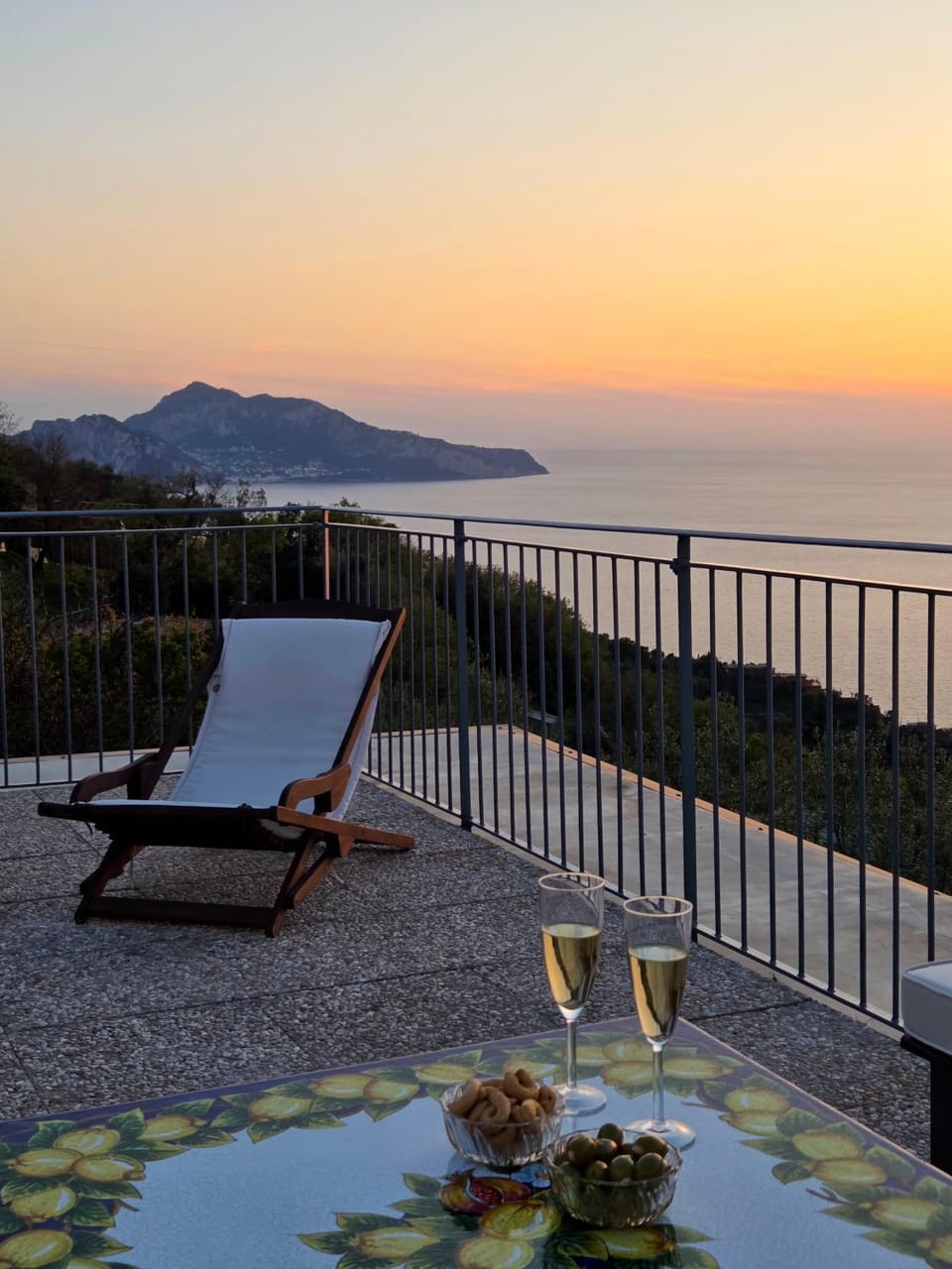 Natural landscape, View (from property/room), Balcony/Terrace, Sea view, Sunset