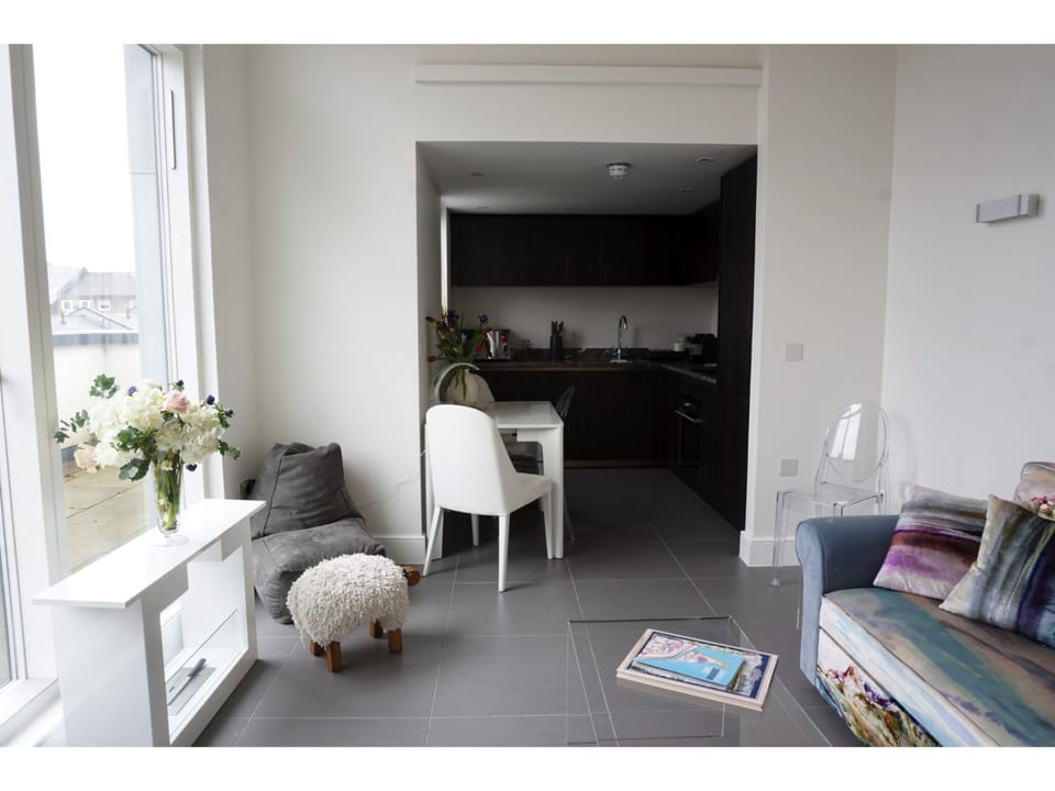 Kitchen or kitchenette, Living room, Seating area, Dining area