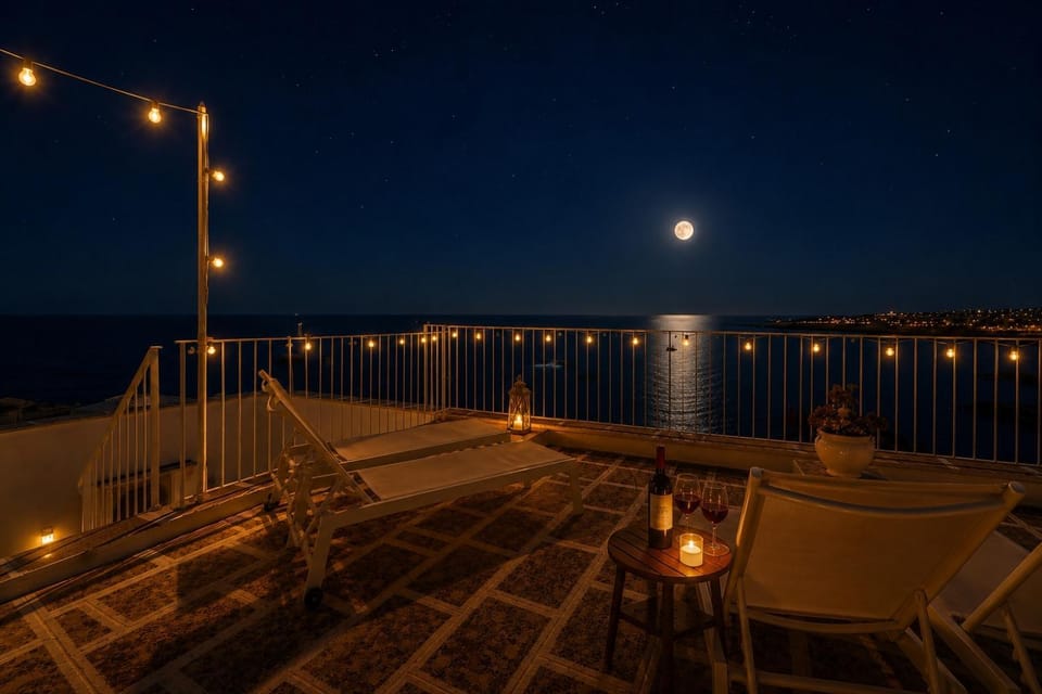 Night, Balcony/Terrace, Sea view