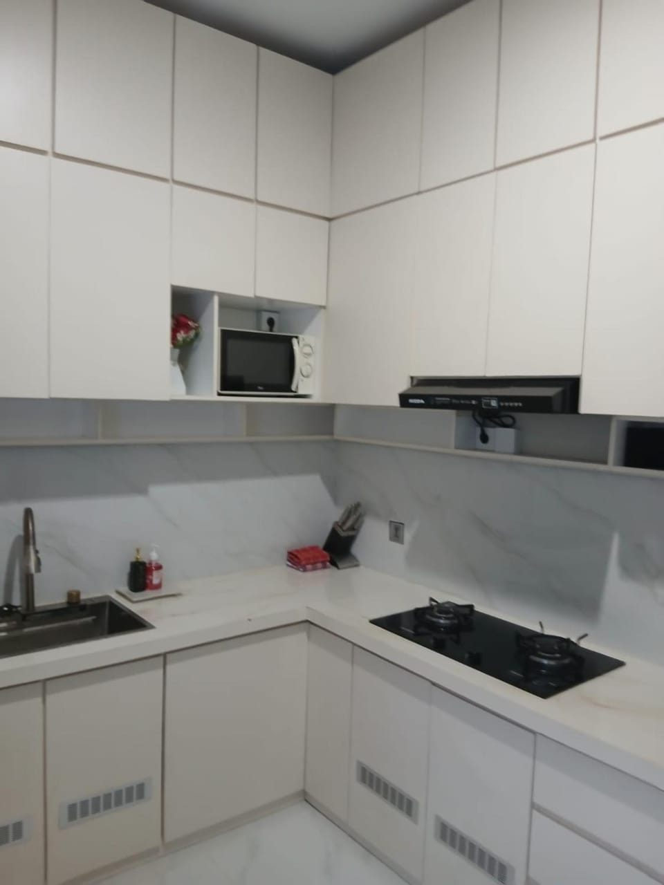 Kitchen or kitchenette, stove