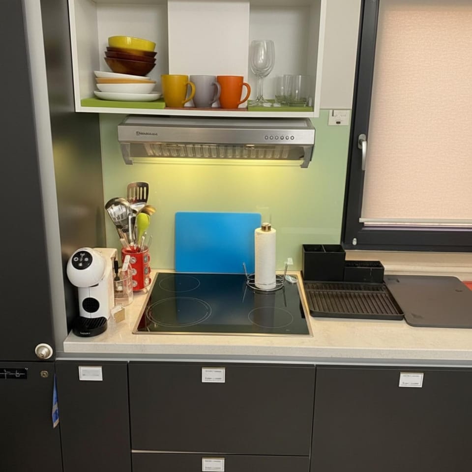 Coffee/tea facilities, Kitchen or kitchenette, microwave, minibar, oven, kitchen, kitchen