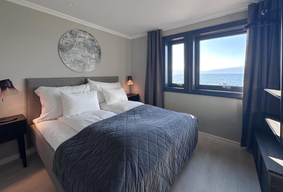 Bed, Natural landscape, Bedroom, Sea view