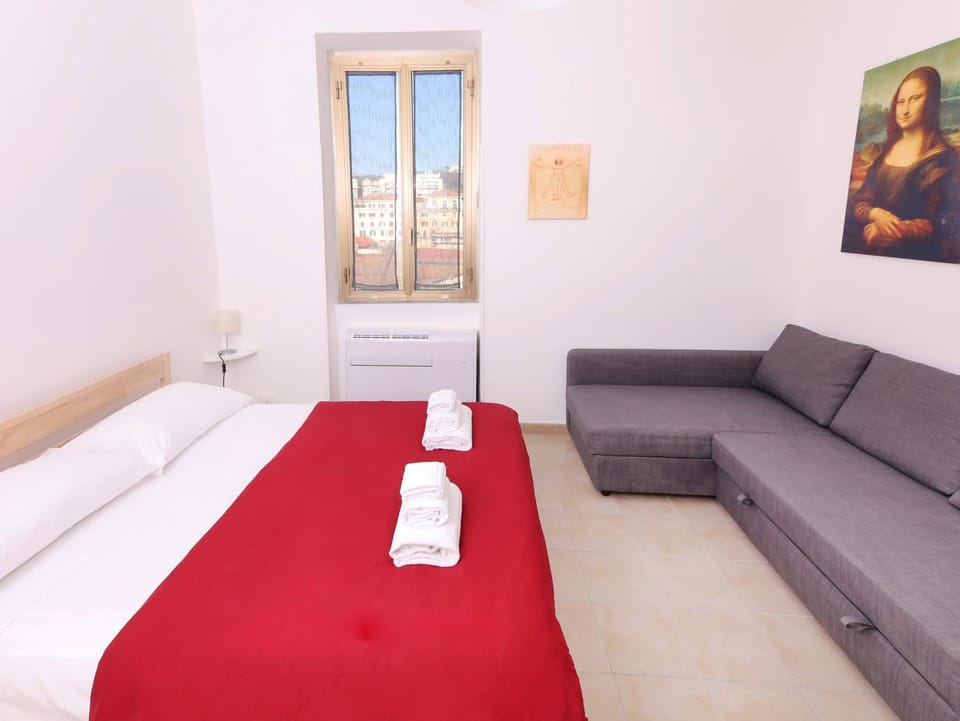 Bed, View (from property/room), Photo of the whole room, Bedroom, towels, air conditioner