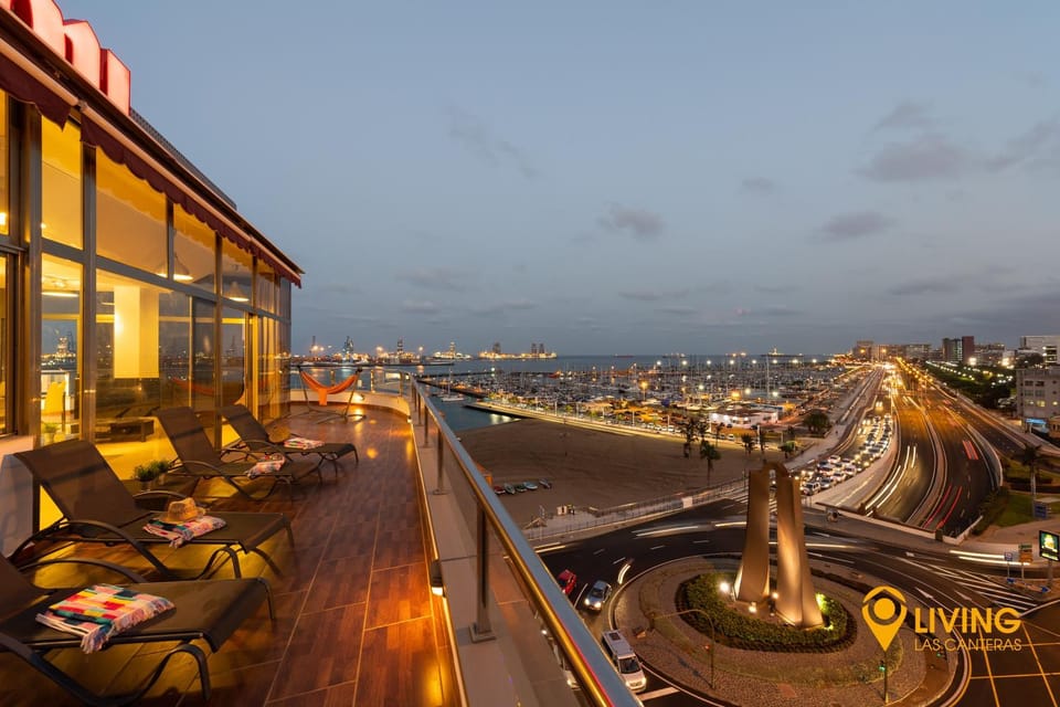 Night, Balcony/Terrace, Sea view, sunbed