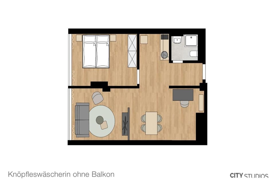 Bathroom, Kitchen or kitchenette, Living room, Seating area, Dining area, Bedroom