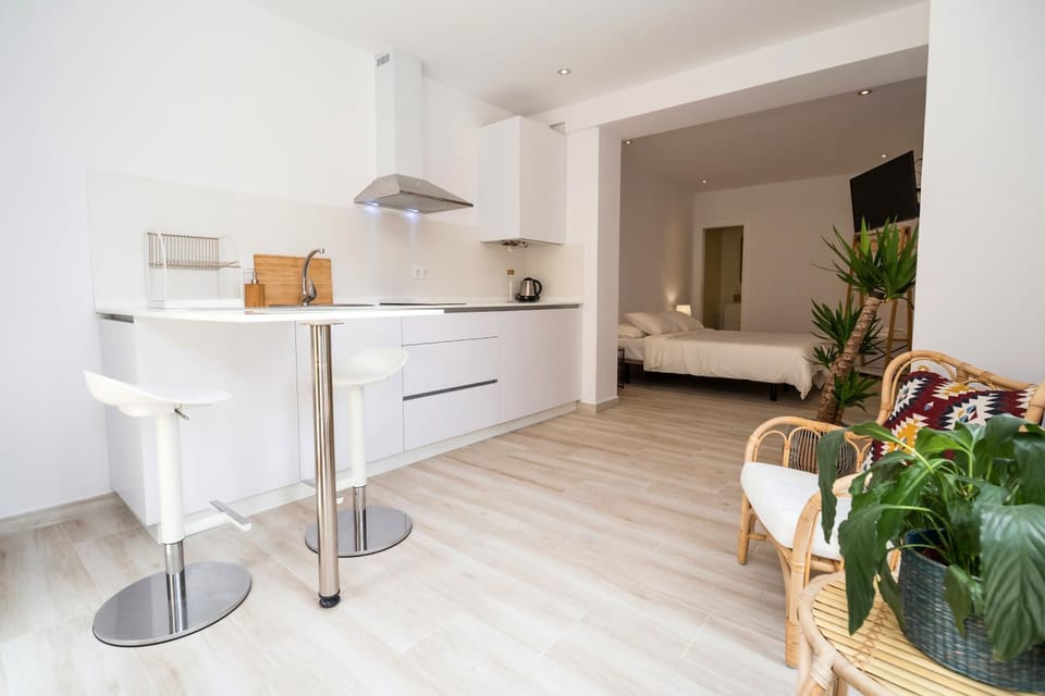 Kitchen or kitchenette, Photo of the whole room, Seating area, Dining area, Bedroom