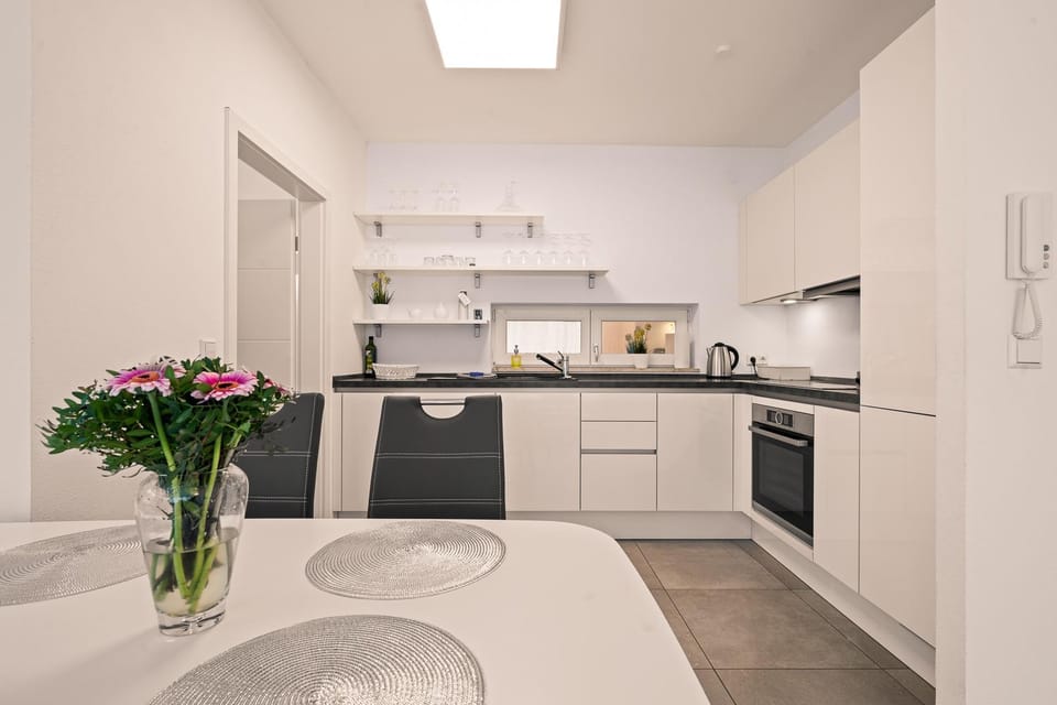 Kitchen or kitchenette, dishwasher, oven, stove