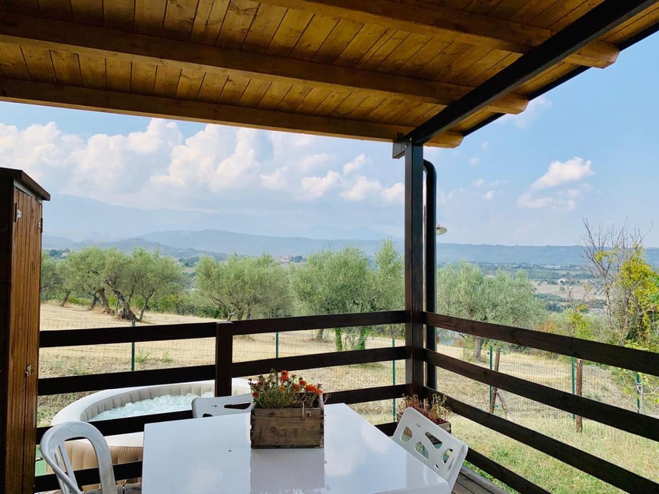 Patio, Facade/entrance, Bird's eye view, Balcony/Terrace, Mountain view