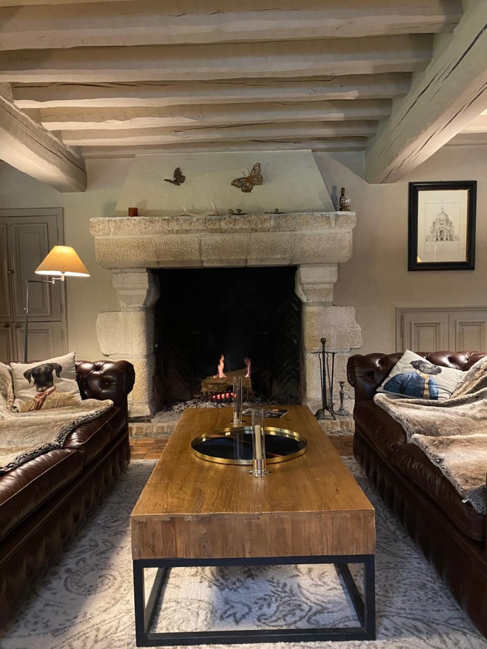 Living room, fireplace