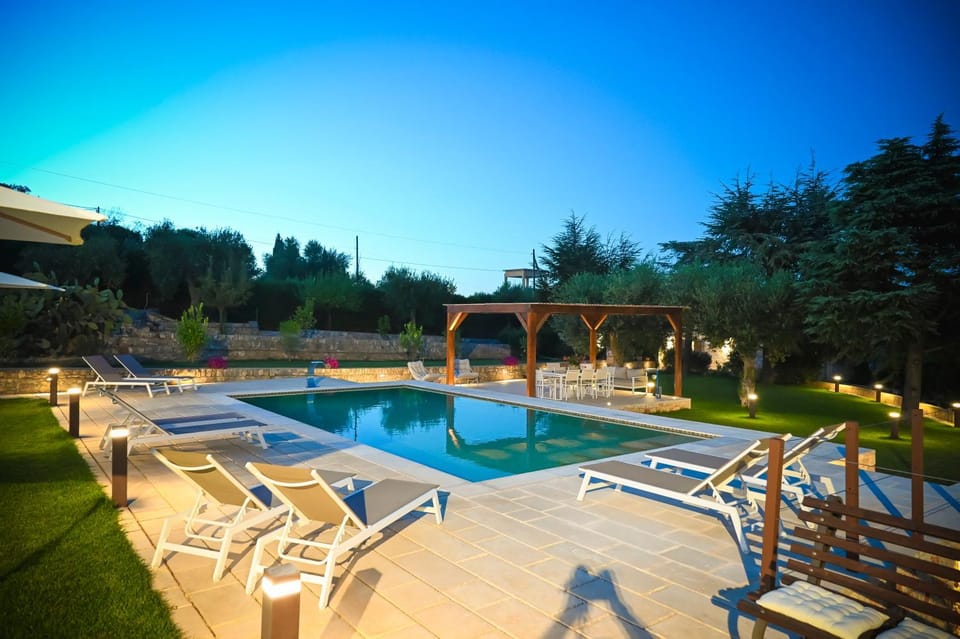 Garden, Swimming pool, Sunset, sunbed