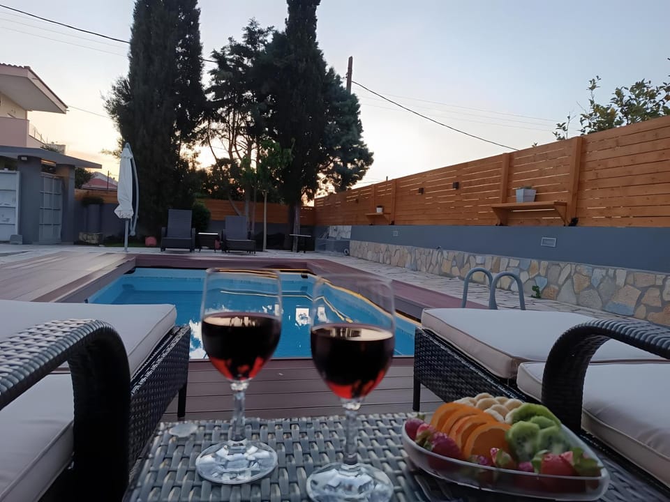 Property building, Living room, Swimming pool