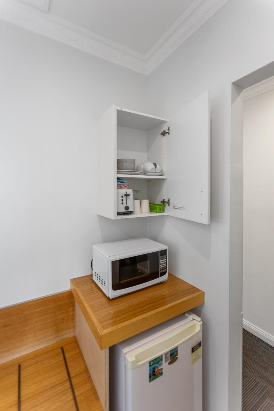 Kitchen or kitchenette, toaster