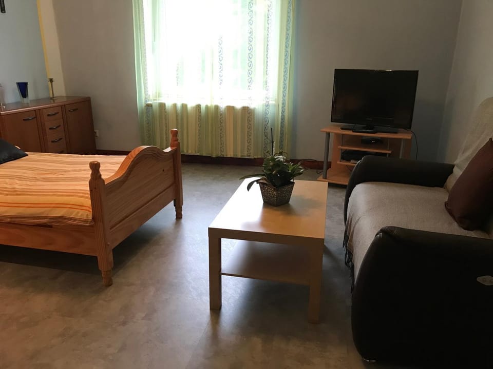 Bed, Living room, Photo of the whole room, Seating area, Bedroom