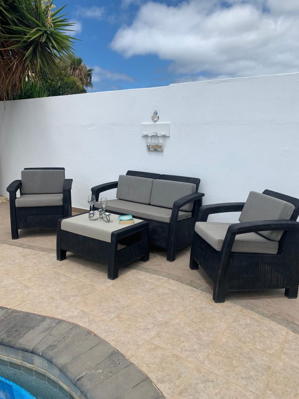 Patio, Seating area, Pool view, Swimming pool, sunbed