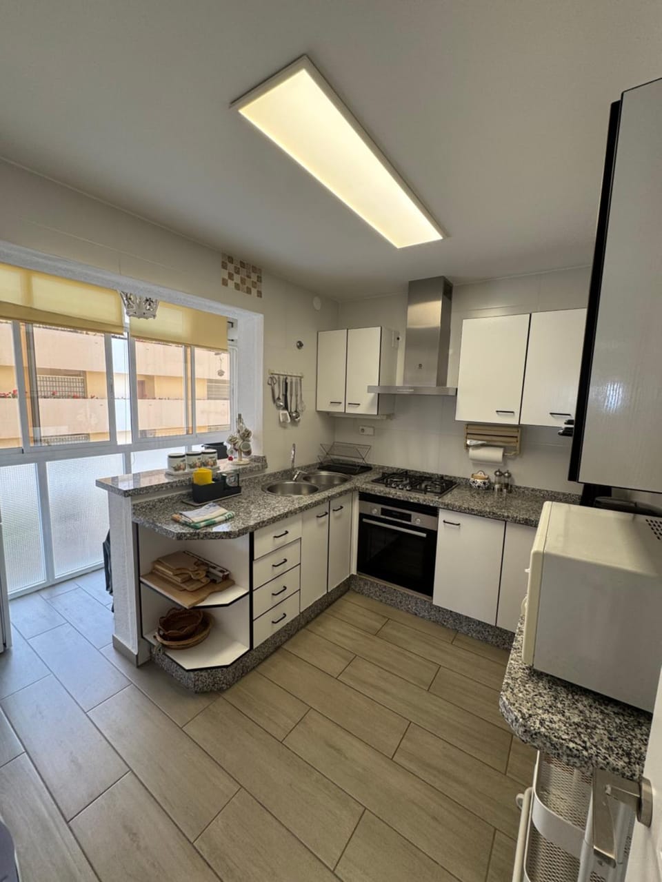 Pool view, kitchen