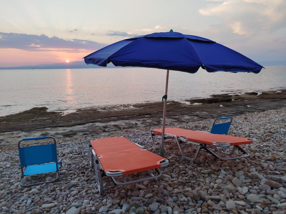 Beach, Sea view, Sunset, sunbed