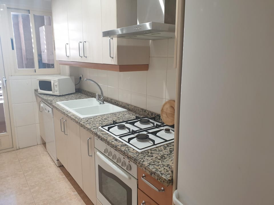 Kitchen or kitchenette, oven, stove