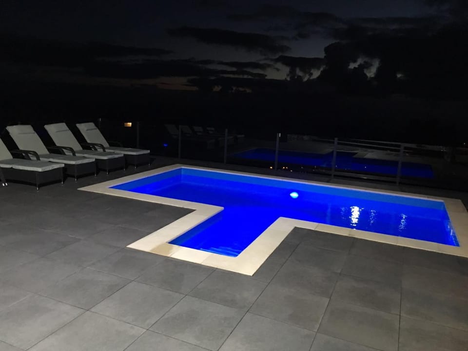 Night, Pool view, Swimming pool