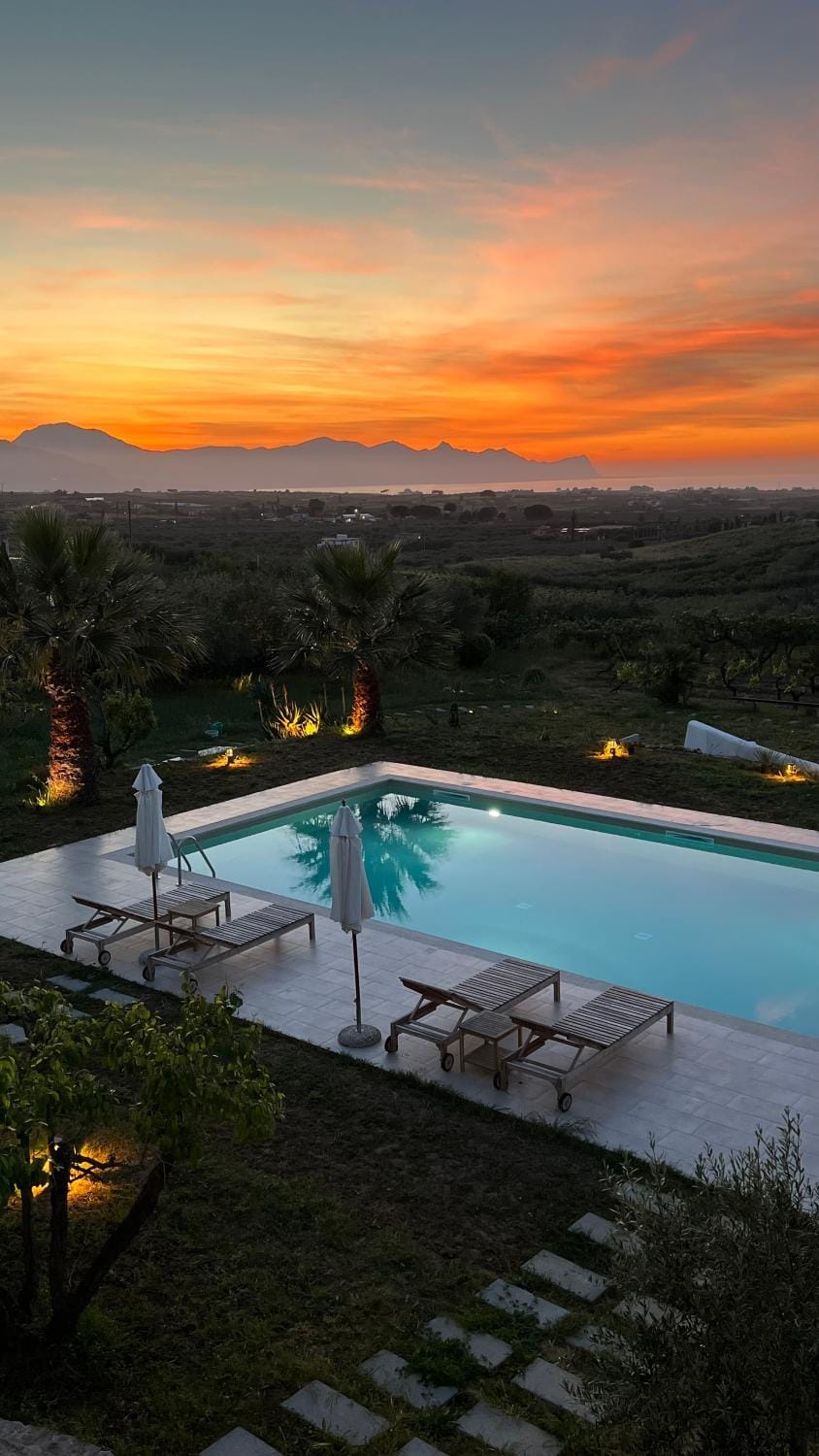 Swimming pool, Sunset