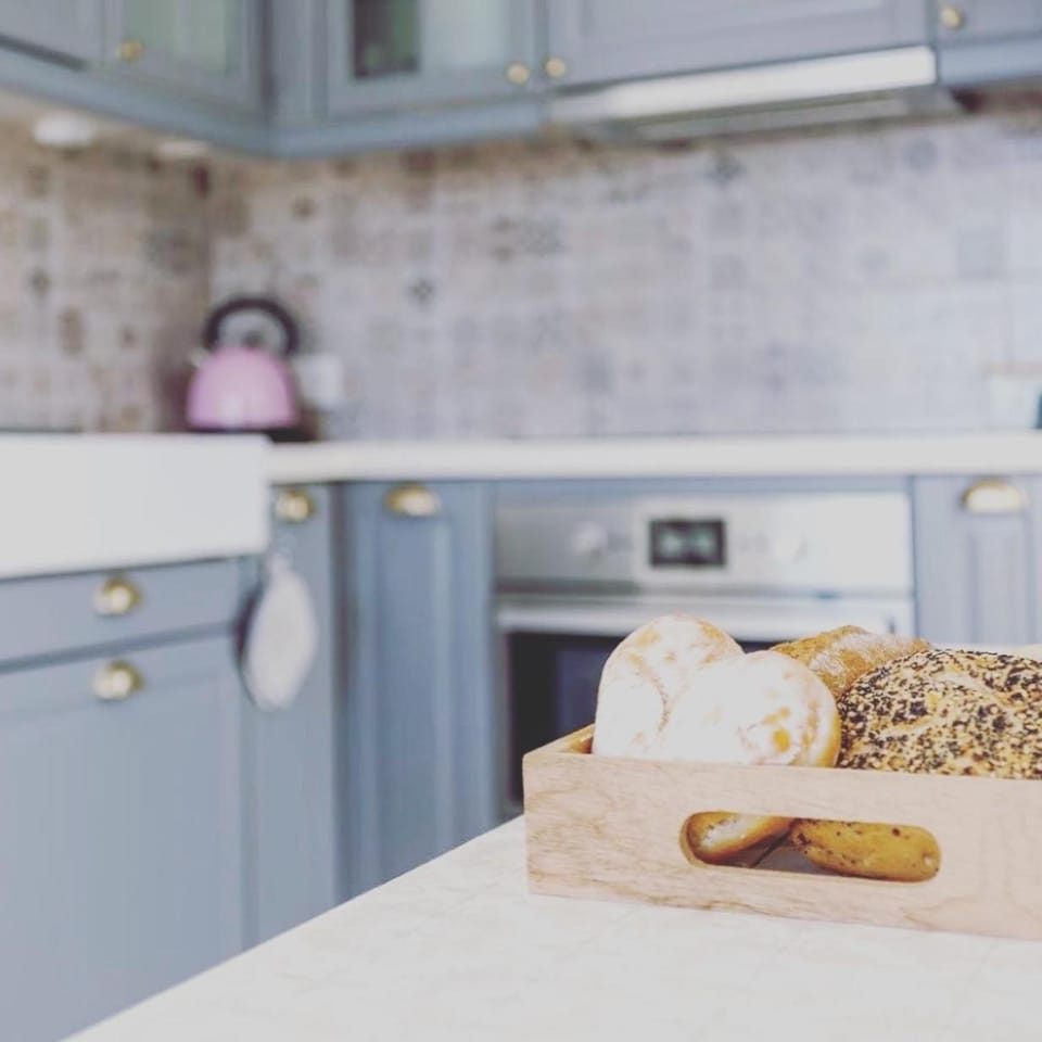 Kitchen or kitchenette, stove