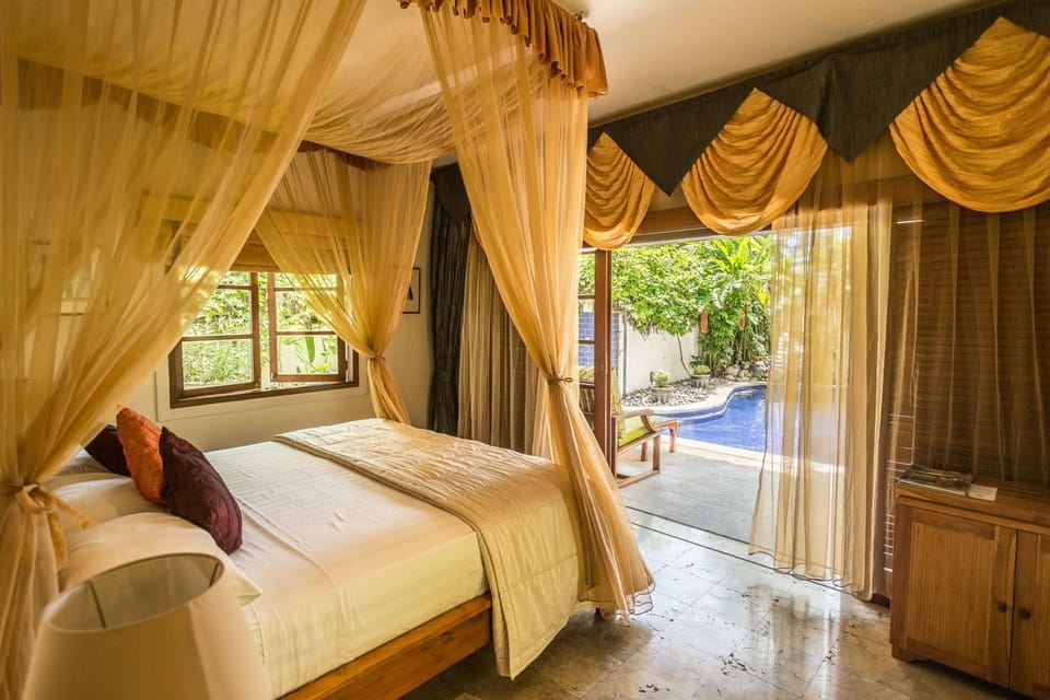 Bed, Photo of the whole room, Bedroom, Pool view