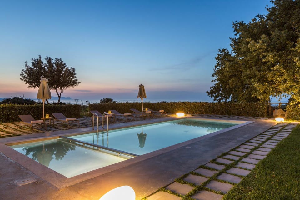 Night, Pool view, Swimming pool