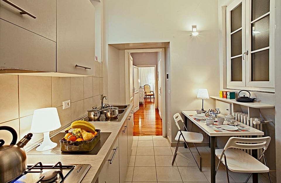 Kitchen or kitchenette, stove