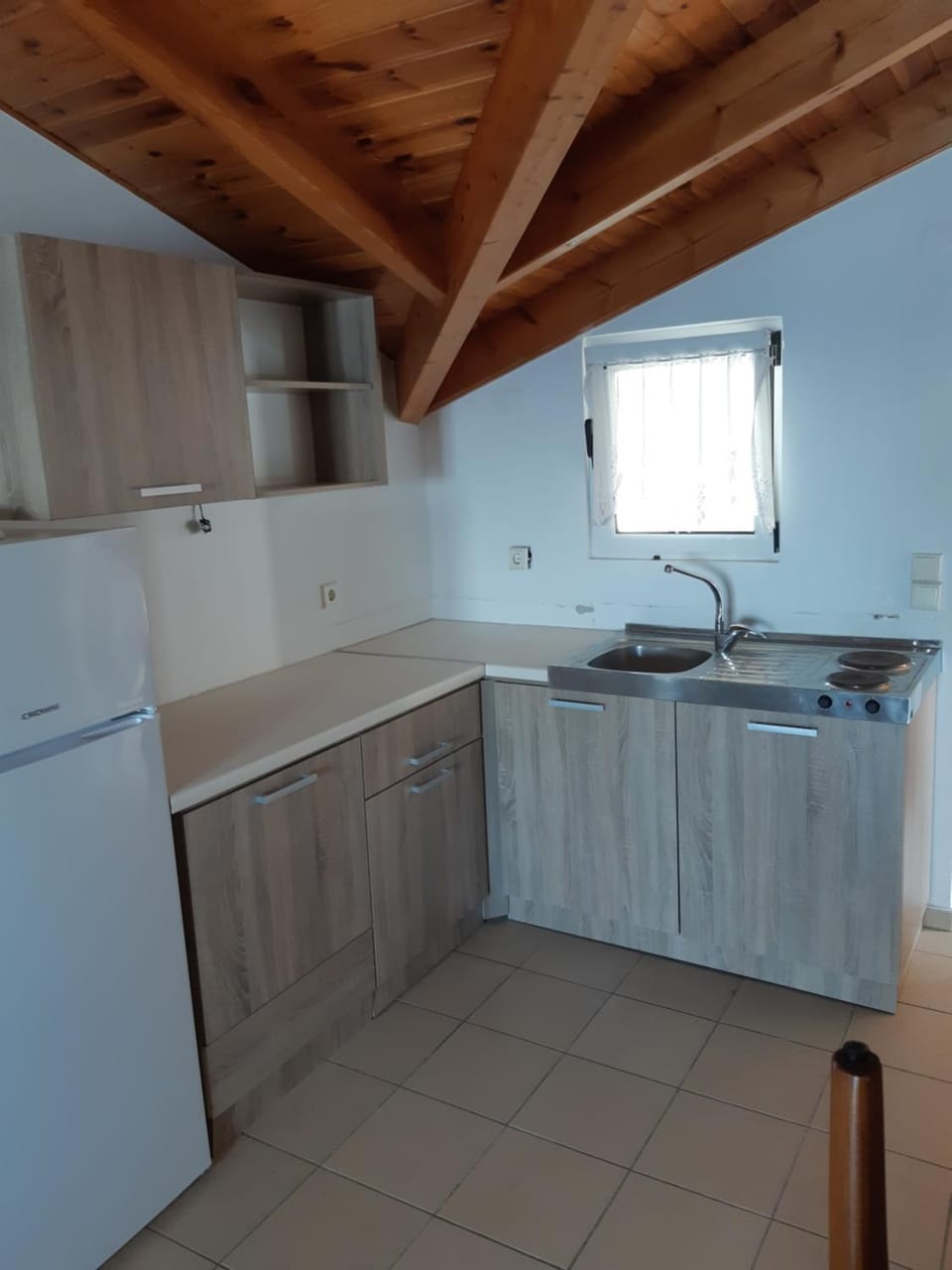 Kitchen or kitchenette, stove