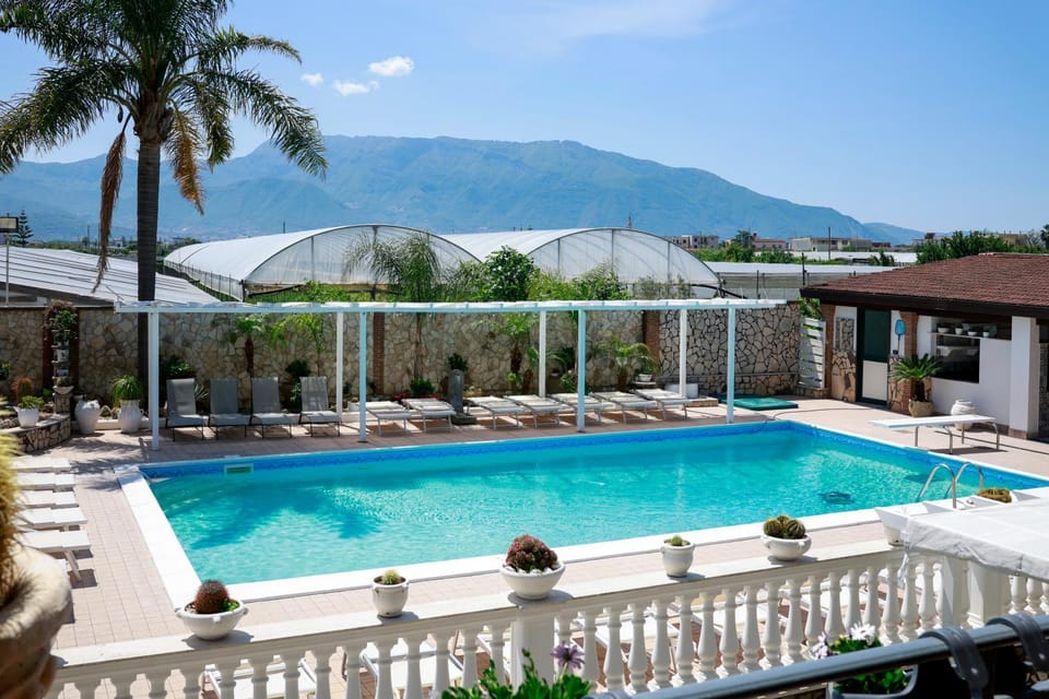 Patio, Spring, Day, Natural landscape, Mountain view, Pool view, Swimming pool, sunbed