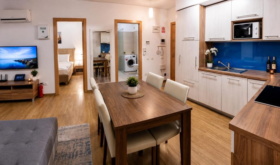 TV and multimedia, Kitchen or kitchenette, Living room, Dining area, oven, stove, air conditioner