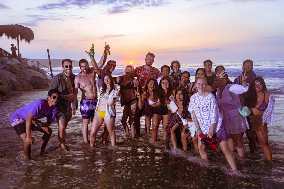 Alcoholic drinks, Sunset, group of guests