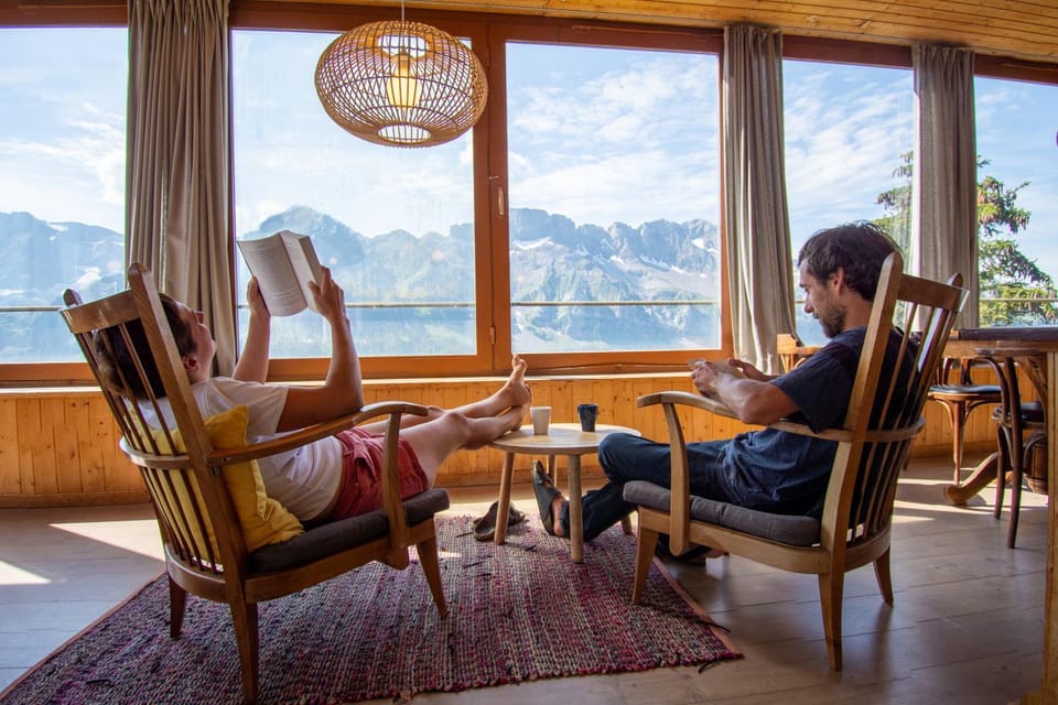 Natural landscape, Mountain view, group of guests