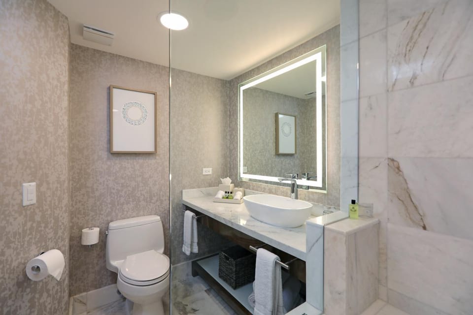 Shower, Toilet, Bathroom, heating, towels, air conditioner